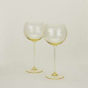 Amber Ribbed Red Wine Goblets