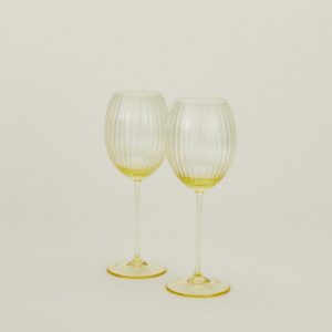 Amber Ribbed White Wine Glass Pair