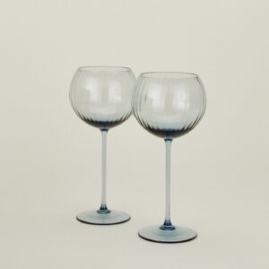 Blue Ribbed Red Wine Goblet Set