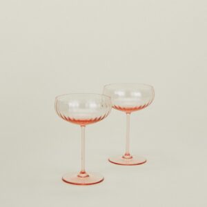 Blush Ribbed Coupe Glass Set