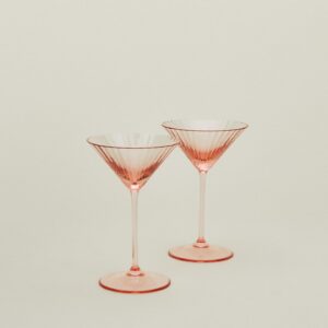 Vintage Blush Ribbed Martini Glasses