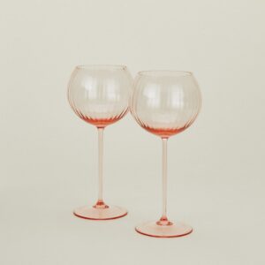 Blush Ribbed Red Wine Goblet Set