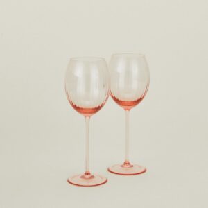 Blush Ribbed White Wine Glass Pair