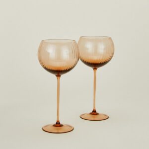 Warm Brown Ribbed Red Wine Glasses