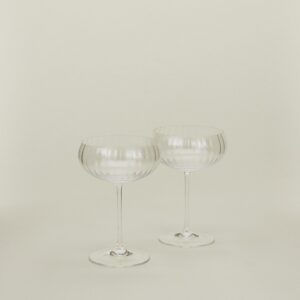 Clear Ribbed Cocktail Coupe Pair