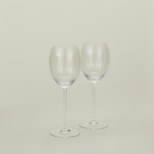 Clear Ribbed White Wine Glass Set
