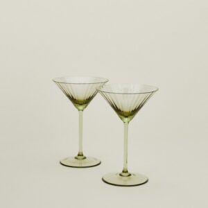 Olive Vintage Ribbed Martini Glasses