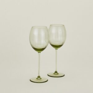 Olive Ribbed White Wine Glass Set