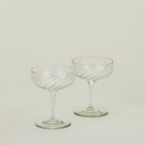 Optic Swirl Hand-Blown Coupe Pair