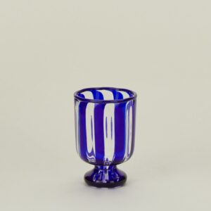 Cobalt Striped Artisan Wine Glass