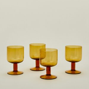 Amber Seeded Handcrafted Glass Set