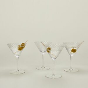 Faceted Venetian-Style Martini Glass Set